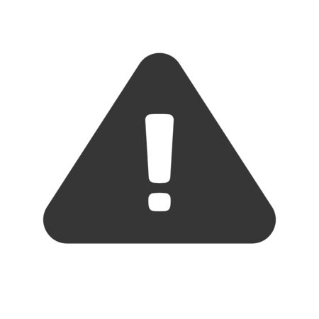 Danger risk caution road sign or alert attention triangle icon with exclamation mark blank and white vector flat cartoon symbol, dangerous hazard or safety information sign clipart isolated on whiteのイラスト素材