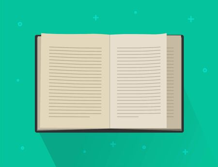 Book paper open or textbook pages with text vector icon flat cartoon illustration isolated on color backgroundのイラスト素材