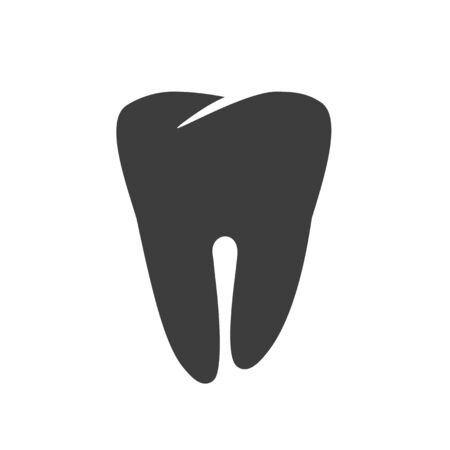 Tooth icon vector or dental care black and white pictogram shape design vector symbol isolated, idea of stomatology monochrome element clipart imageのイラスト素材