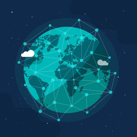 Global communication future technology business around the planet world from space concept or earth...