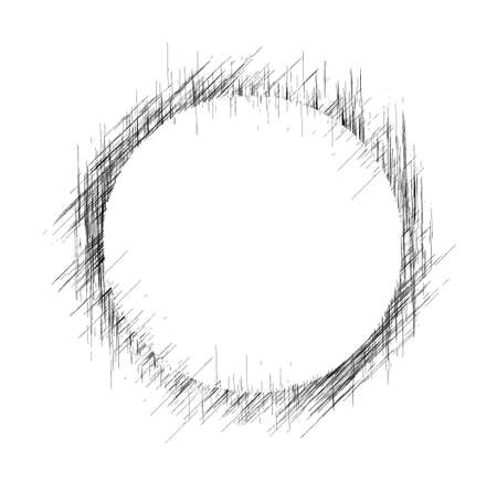 Chalk crayon grunge round abstract element design illustration for circle photo frame, dirty rough grunge texture for old black and white figures clipart imageのイラスト素材