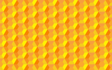 Honeycomb hexagon abstract seamless  3d background pattern illustration, yellow orange geometric...
