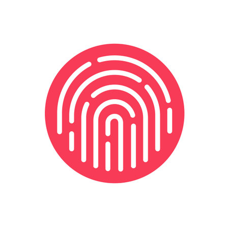 Fingerprint security button icon vector, touch finger thumb print id symbol for biometric thumbprint identification isolated clipart imageのイラスト素材