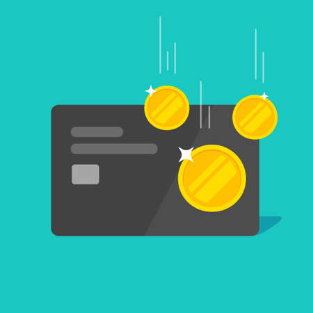 Cash back money bonus or reward income on credit bank debit card vector flat cartoon isolated modern design, refund return idea imageのイラスト素材