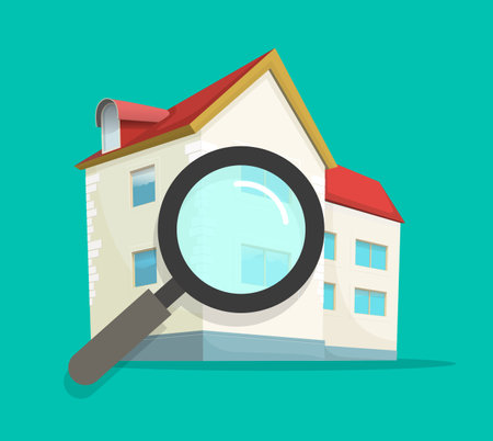 Inspection assessment rating review of residential home vector, architecture audit of house property building, examine of real estate, apartment construction quality control imageのイラスト素材