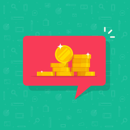Receiving money notice or incoming cash notice message vector flat cartoon illustration, modern design of currency technology push icon isolated imageのイラスト素材