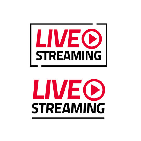 Live streaming icon vector sticker isolated set, broadcasting online video modern label emblem...