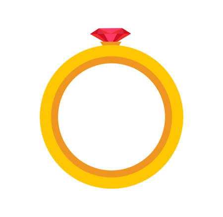 Gold ring with diamond icon vector or golden jewelry flat cartoon symbol clipart isolated on white background imageのイラスト素材