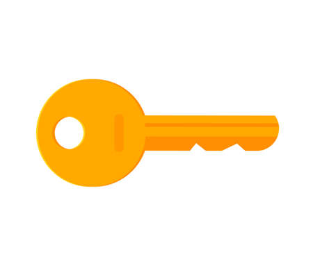 Golden door key icon vector isolated flat cartoon illustrationのイラスト素材
