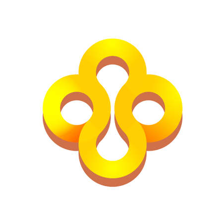 Abstract golden precious jewellery logo ornament vector icon concept, jewel geometric elegant loop insignia isolated on white clipartのイラスト素材