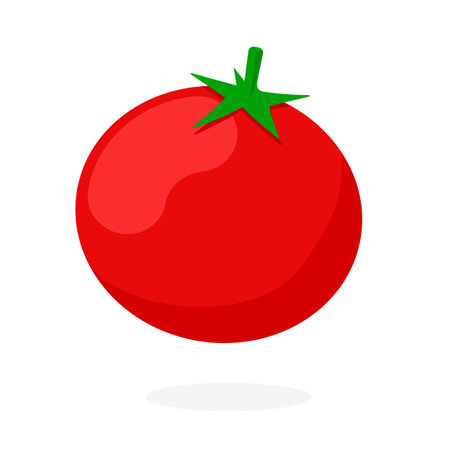 Fresh tomato icon vector isolated clipart flat cartoon illustration on white backgroundのイラスト素材
