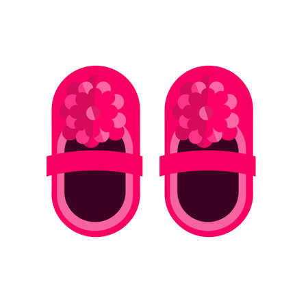 Baby pink kid little shoes vector or newborn booties isolated flat cartoon illustration clipartのイラスト素材