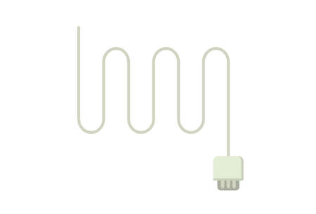 Cable connector wire adapter vector isolated or white electric connection charge cord for phone or computer flat cartoon illustration, closeup port plug linkのイラスト素材