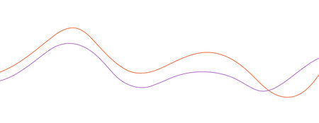 Two line waves curve twisty flow vector or 2 wavy chart graph stream strokes red purple isolated on...