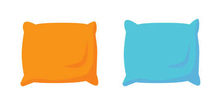 Pillow vector icon flat or isolated cushion orange blue set cartoon on white background single object modern image clipartのイラスト素材