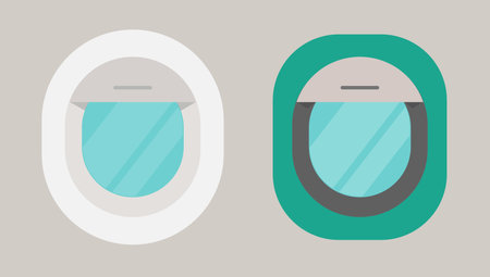 Airplane plane window porthole icon vector flat cartoon simple design isolated cutout clipart image graphicのイラスト素材