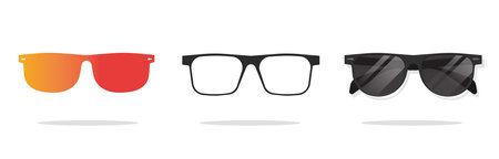 Glasses icon  orange vector or sunglasses and eyeglasses frame black and white isolated flat cartoon graphic illustration clipart, modern pictogram shape silhouette clip art collection imageのイラスト素材