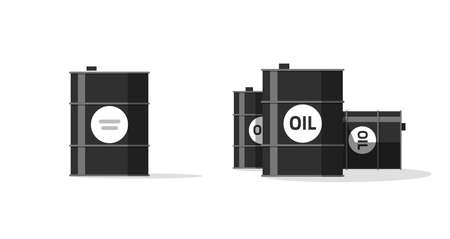 Barrel or oil fuel icon vector or crude gasoline steel can and chemical container gallon flat cartoon graphic illustration isolated on white, metal petrol lubricant drum tank clipart imageのイラスト素材