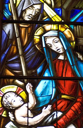 religius escenes in a church of florence.those beutiful glasses are part of the windows.(The church of seven saints)のeditorial素材