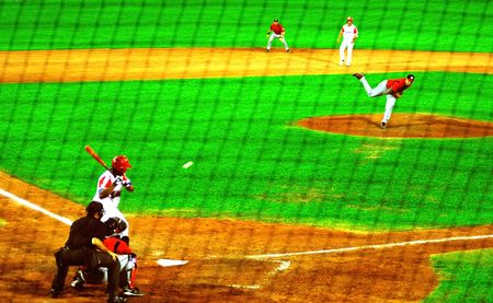 An image of the semifinal game betwen Cuba and Canada,the 25/09/2009.the victory was for the cuba's team,5x1.Cuba,with this victory passed to the final,with USA.のeditorial素材