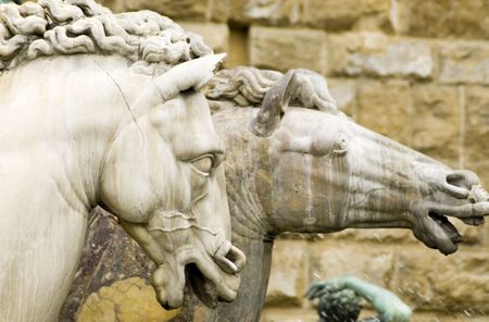 florence,detail of the Neptuno's fountainの写真素材