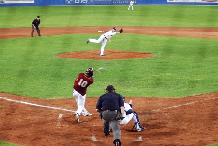 Image of the game betwen USA and Venezuela in the baseball worldcup 2009, in florence, italy.The team of USA was the winner of the game,6x3. のeditorial素材