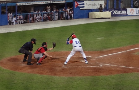 Image of the game betwen Canada and Cuba in the baseball worldcup. .Cuba was the winner,5x1,and pass to the final with USA.のeditorial素材