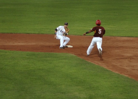 Image of the game betwen USA and Venezuela in the baseball worldcup 2009, in florence, italy.The team of USA was the winner of the game,6x3. のeditorial素材
