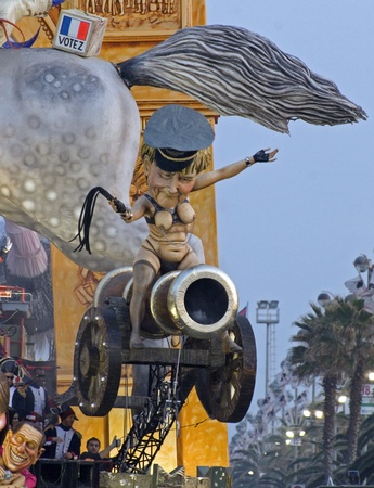 VIAREGGIO, ITALY - MARCH 4  One of the carnival floats in the famous carnival of Viareggio, on March 4, 2012, in Viareggio, Italy のeditorial素材