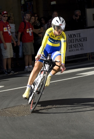 UCI road world championships  Tuscany 2013  Individual time trial  Women Juniors Thailand Jaruwan somrat,   Note  the identification of athletes has been based on the order of departure  may not be exact even though the attention givenのeditorial素材