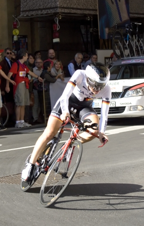 UCI road world championships  Tuscany 2013  Individual time trial  Women Juniors Germany, Knauer Anna  Note  the identification of athletes has been based on the order of departure  may not be exact even though the attention givenのeditorial素材