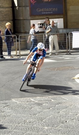 UCI road world championships  Tuscany 2013  Individual time trial  Women Juniors  USA,Hanna Swan  Note  the identification of athletes has been based on the order of departure  may not be exact even though the attention givenのeditorial素材