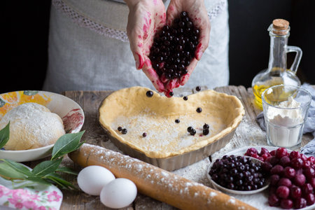 Cooking cherry pie. Work with the test