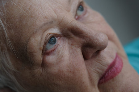 Close-up Shot Beautiful Senior Woman. Gorgeous Looking Elderly Grandmother with Natural Beauty.