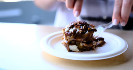 Indulge in a decadent dessert that is elegantly presented on an exquisite plate for enjoyment