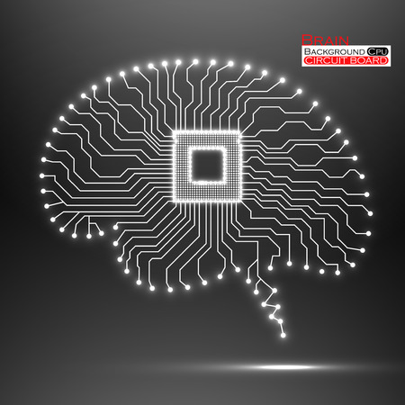 Brain. Cpu. Circuit board. Vector illustration. のイラスト素材