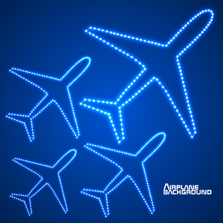 Glowing contour airplane. Vector illustration. のイラスト素材