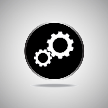Gear Icon on round black background. Vector illustration. のイラスト素材