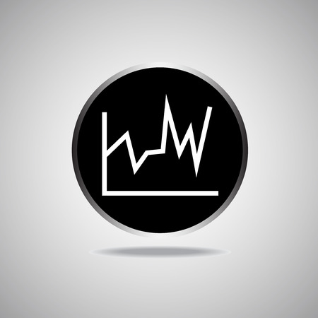 Graph Icon on round black background. Vector illustration. のイラスト素材