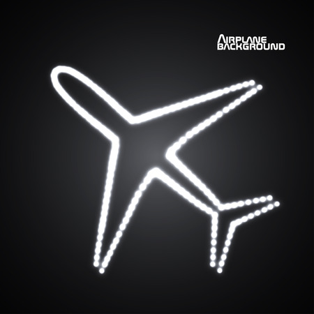 Glowing  airplane with neon. Vector illustration. Eps10のイラスト素材