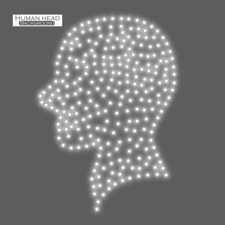 Neon human head illustrationのイラスト素材