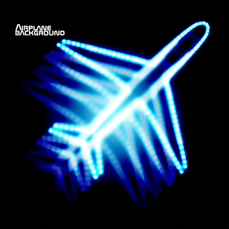 Glowing airplane with neonのイラスト素材