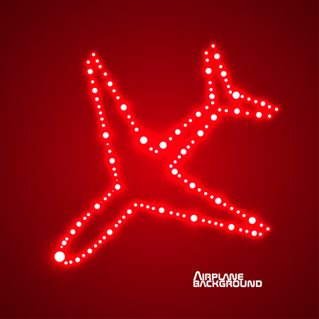Glowing  airplane with neon. Vector illustration. Eps10のイラスト素材