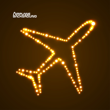 Glowing  airplane with neon. Vector illustration. のイラスト素材