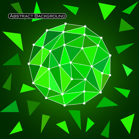 Colorful abstract polygonal sphere background. Futuristic style card. Vector illustration.のイラスト素材