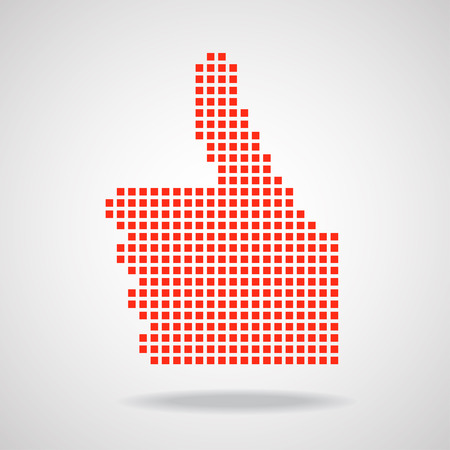 Pixel thumb up isolated on white background. Vector illustration. Eps 10のイラスト素材