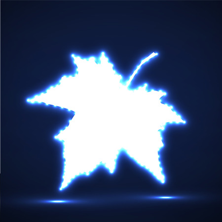 Glowing silhouette of the maple leaf. Canadian symbol. Vector illustration. のイラスト素材