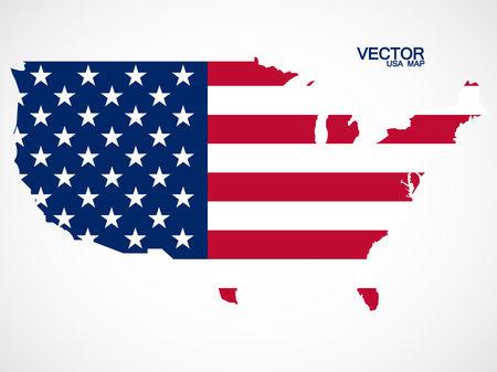 Map of United States of America with flag. Vector illustration. のイラスト素材