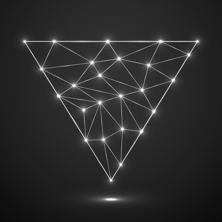 Abstract network in  triangle with glowing dots and lines, network connectionsのイラスト素材