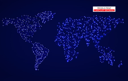 World Map. Circuit board. Technology background.のイラスト素材